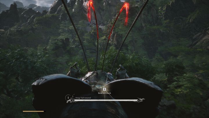 The first attempt involves holding a given key for the duration of three jumps that the boss will perform - Black Myth Wukong: How to defeat the Feng-Tail General boss? - Chapter 6 - Black Myth Wukong Guide