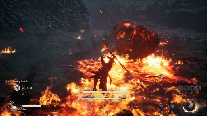 He will do a lot of damage and will disable a large portion of the arena if he stays alive - Black Myth Wukong: How to defeat the Quick as Fire and Fast as Wind bosses? - Chapter 5 - Black Myth Wukong Guide