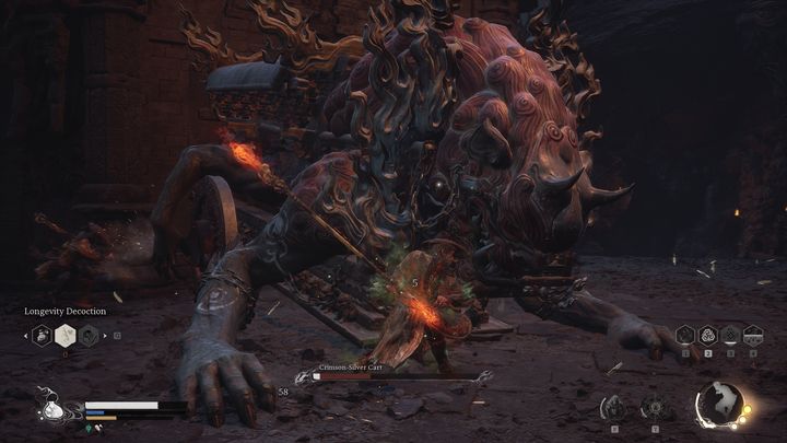 You will find the boss right after the fight with the Keeper of the Flaming Mountains - Black Myth Wukong: How to defeat the Five Element Carts boss? - Chapter 5 - Black Myth Wukong Guide