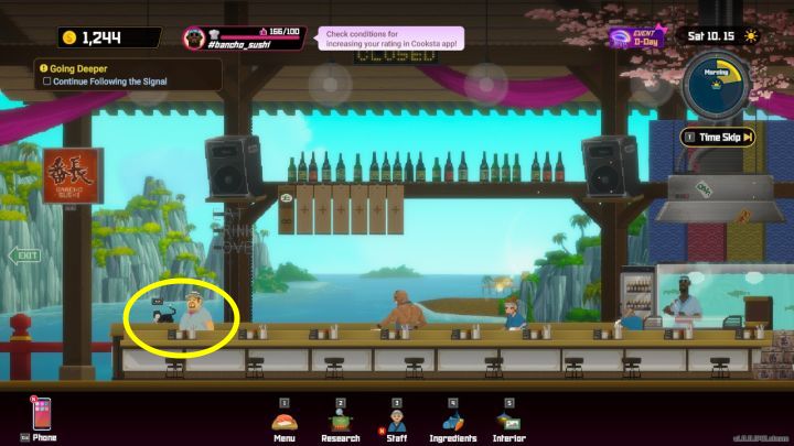 The main use for Cat Food is to feed and tame Momo - the cat staying at the restaurant - Dave the Diver: How to use Cat Food? - Sushi bar - Dave the Diver Guide