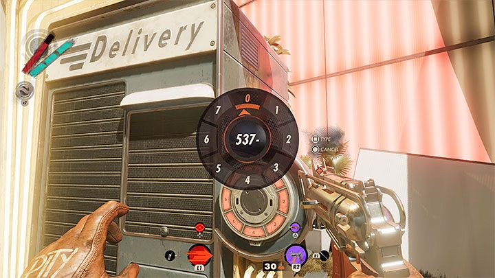 Once you have reached any active delivery booth, you can interact with the keyboard and enter the code 5370 - Deathloop: How to unlock Delivery booths? - FAQ - Deathloop Guide