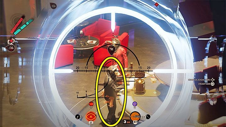 Use Focus on the guests (by holding the down arrow on the pad) to examine more people - Deathloop: How to unmask Aleksis? - FAQ - Deathloop Guide