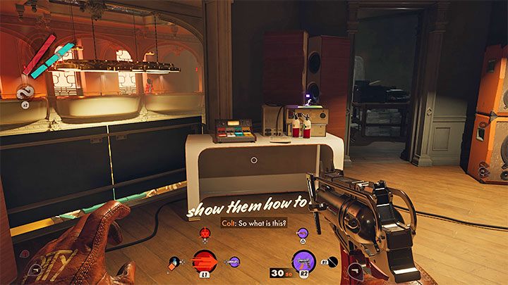 On the floor you can encounter several ball guests - it's worth getting rid of them quietly (there's a device nearby that you can hack and distract the enemies) - Deathloop: How to unmask Aleksis? - FAQ - Deathloop Guide
