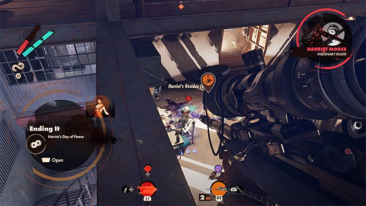 Note that you do not have to rush to eliminate Harriet before she finishes her speech - Deathloop: Harriet Morse - boss, how to beat? - Bosses (Visionaries) - Deathloop Guide