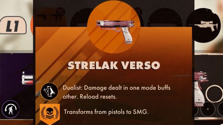 Strelak Verso is the name of the two legendary pistols - Deathloop: Best weapons - Basics - Deathloop Guide