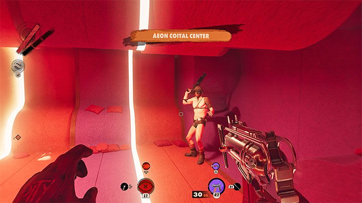 This eternalist is inside the red building adjacent to the Dawn of Reason building in the central part of the district - Deathloop: Deathday Suit trophy - how to obtain? - Trophy Guide - Deathloop Guide