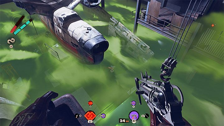 One of the larger sections contaminated with poisonous fumes is hangar 2 from Karl's Bay, which is the location of Harriet Morse, one of the visionaries - Deathloop: How to avoid poisonous gas? - FAQ - Deathloop Guide