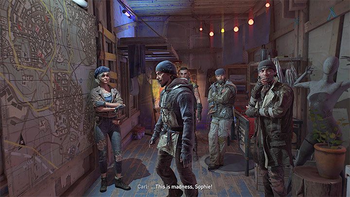 After the meeting is over, you will receive a message to wait for Sophie to contact you - explore the map a bit and wait for her to speak on the walkie-talkie - Dying Light 2: Which faction to give the tower to? Water Tower - Important Choices - Dying Light 2 Guide