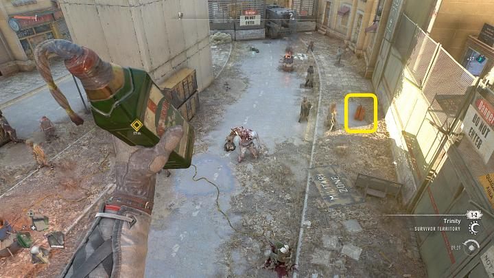 While fighting, you can make use of gas barrels placed in two areas around the square - on the right (screenshot above) and one on the other side of the elevator - Dying Light 2: Is it worth to help Anderson? Into the Dark - Important Choices - Dying Light 2 Guide