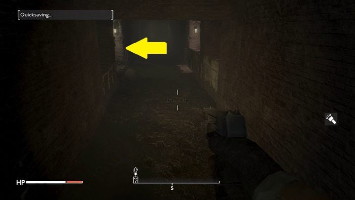In a large, flooded room, you have to swim a short distance to get further (reach the left bank) - Fallout London: How to get to Angel Lab? - Fallout: London: Walkthrough - Fallout London Guide