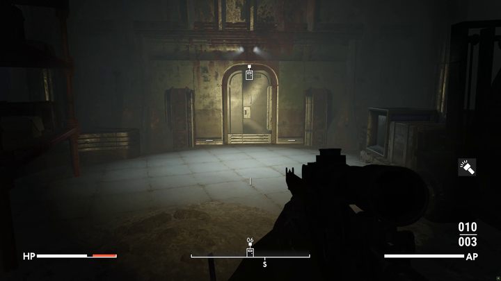 After leaving the wagon, you will find yourself in a large room resembling a warehouse - Fallout London: How to get to Angel Lab? - Fallout: London: Walkthrough - Fallout London Guide