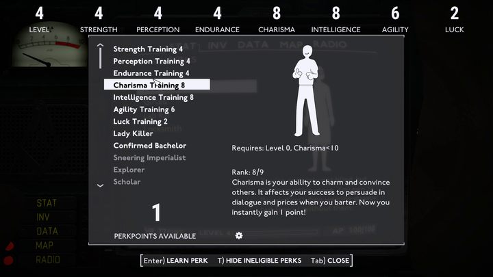 Set of 7 perks named "Stat Name" Training is the simplest of the abilities - Fallout London: Best perks - Fallout: London: Basics - Fallout London Guide