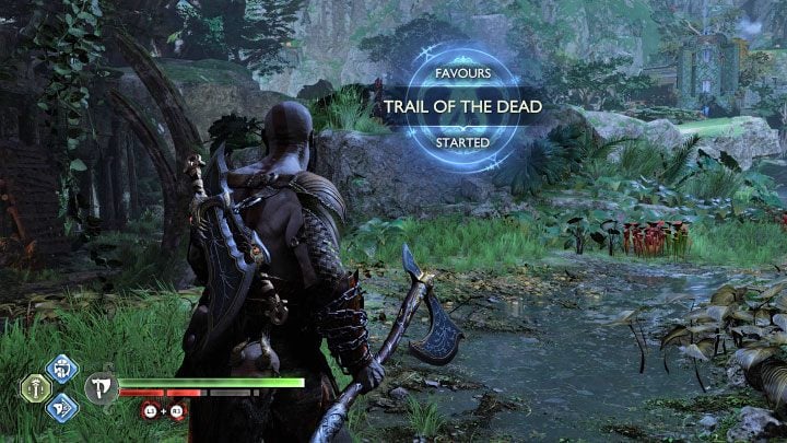 This side quest starts automatically once you open the dam and flood the Crater - God of War Ragnarok: The Jungle, Vanaheim - secrets, collectibles - God of War Ragnarok: Vanaheim - God of War Ragnarok Guide