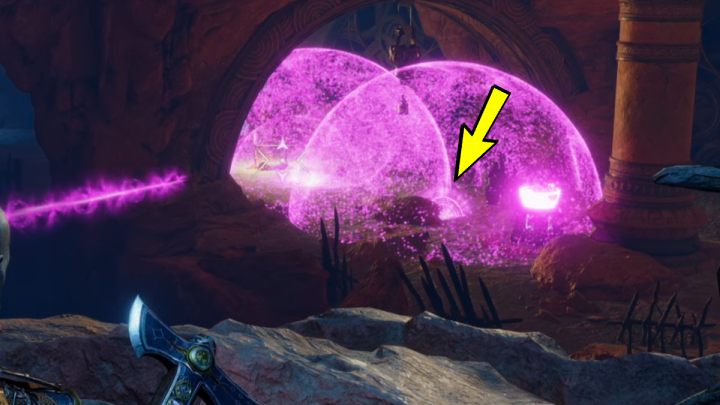 The second torch is on the right side of the chest - God of War Ragnarok: The Forbidden Sands, Alfheim - secrets, collectibles - God of War Ragnarok: Alfheim - God of War Ragnarok Guide