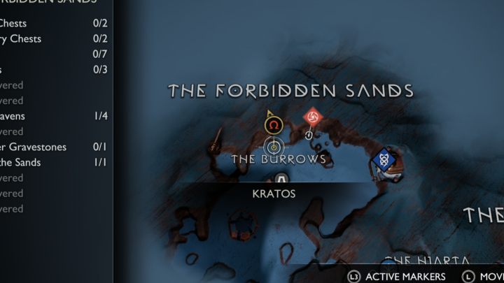 In the Forbidden Sands area of Alfheim, you will find this artefact in the northern part of the region - God of War Ragnarok: The Forbidden Sands, Alfheim - secrets, collectibles - God of War Ragnarok: Alfheim - God of War Ragnarok Guide