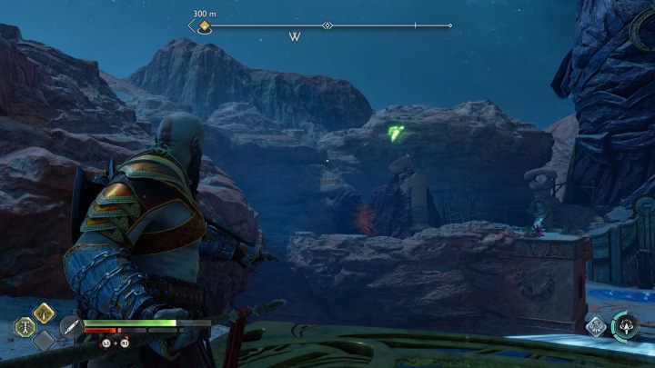 The Raven flies in circles next to the statue - God of War Ragnarok: The Forbidden Sands, Alfheim - secrets, collectibles - God of War Ragnarok: Alfheim - God of War Ragnarok Guide