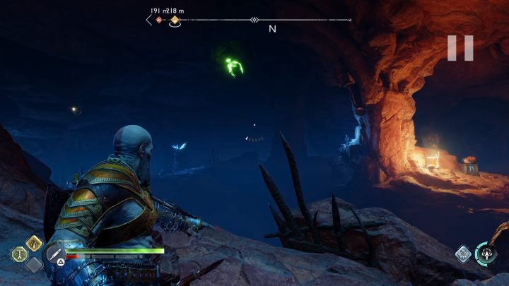 Break the crumbled wall and enter the cave - God of War Ragnarok: The Forbidden Sands, Alfheim - secrets, collectibles - God of War Ragnarok: Alfheim - God of War Ragnarok Guide