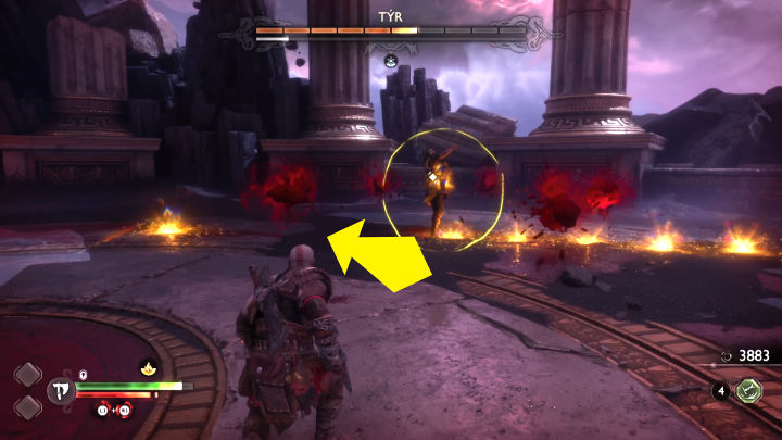 Tyr will also employ blood magic, creating levitating blood orbs - these can be easily avoided - God of War Ragnarok Valhalla: Tyr - God of War Ragnarok: Valhalla DLC - God of War Ragnarok Guide