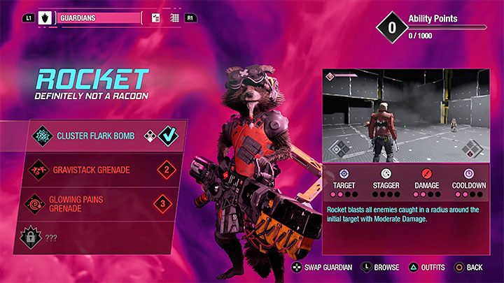 In the individual team members' ability windows, you might notice that initially only 3 of their 4 abilities are displayed - Guardians of the Galaxy: Fourth ability - how to unlock? - FAQ - Guardians of the Galaxy Guide