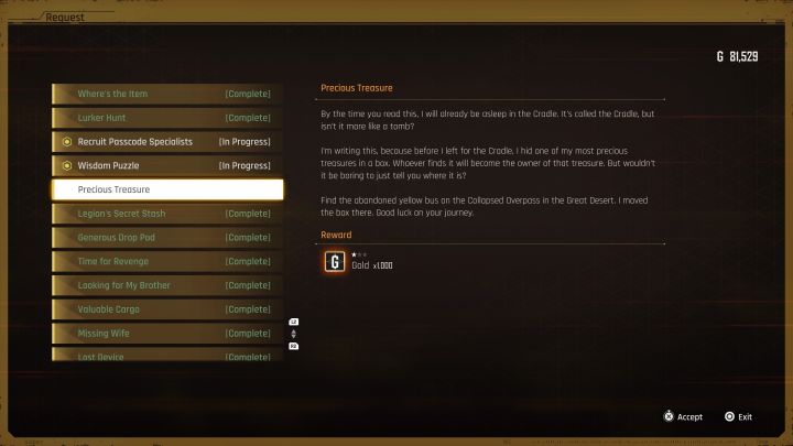 A side mission marker will appear in the southeastern part of the Great Desert map - Stellar Blade: How to reach the Precious Treasure in the Great Desert? - Puzzles - Stellar Blade Guide