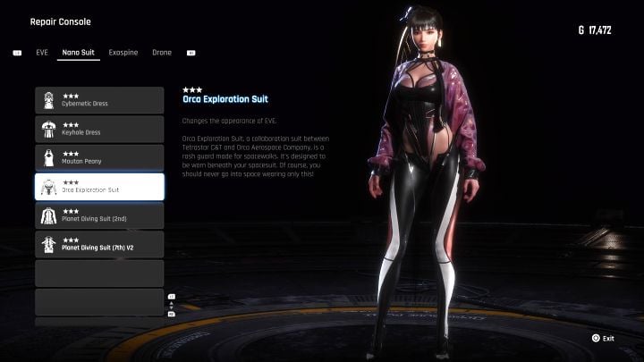 The design can be purchased from Roxanne in Xion for Vitcoins after reaching relationship level 2 - Stellar Blade: All EVE costumes map - Secrets and Collectibles - Stellar Blade Guide