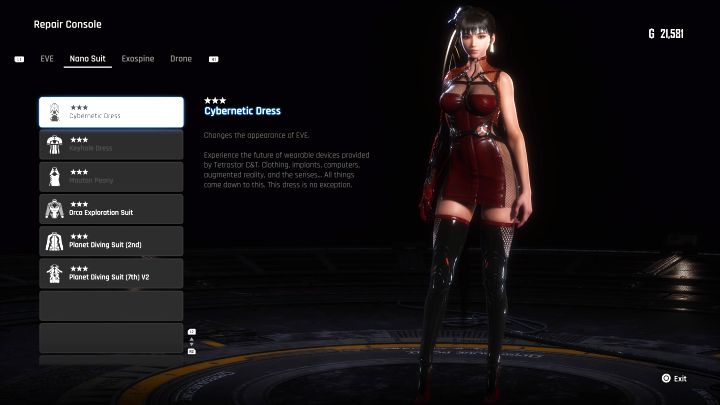 You can purchase this design from Roxanne in Xion for vitcoins after reaching relationship level 3 - Stellar Blade: All EVE costumes map - Secrets and Collectibles - Stellar Blade Guide