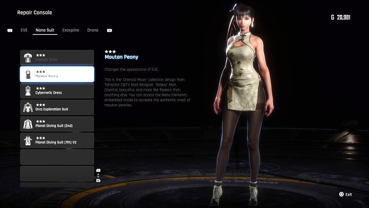 You can purchase this design from Roxanne in Xion for vitcoins after reaching relationship level 3 - Stellar Blade: All EVE costumes map - Secrets and Collectibles - Stellar Blade Guide