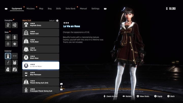 The chest with the finished outfit is in a closed container in the western part of the Wasteland - inside a large shipwreck - Stellar Blade: All EVE costumes map - Secrets and Collectibles - Stellar Blade Guide