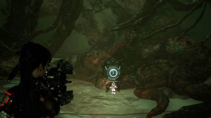 Don't use the long ladder right away, instead look for a robot in the vicinity (screenshot) which as always, you need to destroy - Stellar Blade: Tumbler Expansion Modules map - Secrets and Collectibles - Stellar Blade Guide