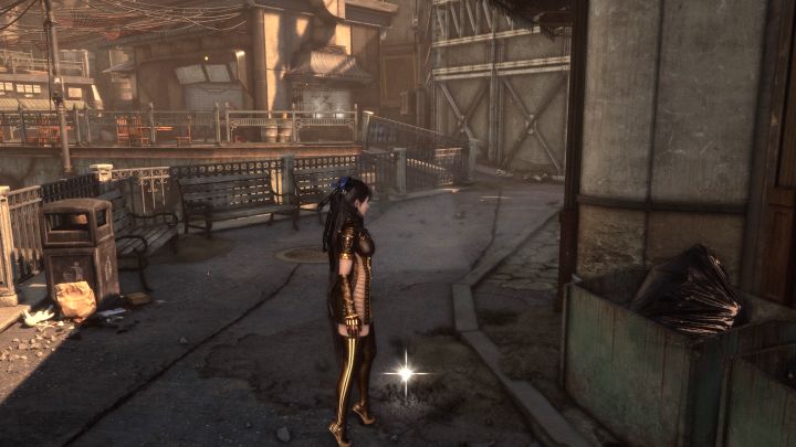 The can is on the ground in the northern part of the city, in the vicinity of Barry's - Stellar Blade: All Cans map - Secrets and Collectibles - Stellar Blade Guide