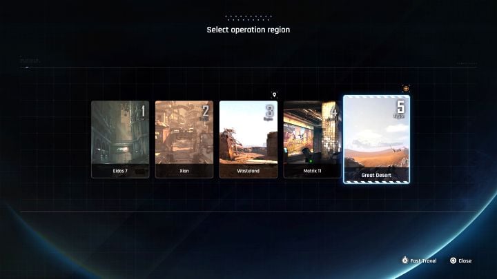 The fast travel window displayed in the camp or at the booth does not allow you to immediately select another region meaning you cannot, for example, instantly teleport from Xion to Wasteland - Stellar Blade: How to unlock fast travel? - FAQ - Stellar Blade Guide
