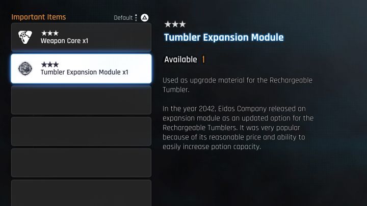 You can find a list of the mentioned collectibles on the page Tumbler Expansion Modules in the Secrets and collectibles chapter - Stellar Blade: How to heal and extend the health bar? - FAQ - Stellar Blade Guide