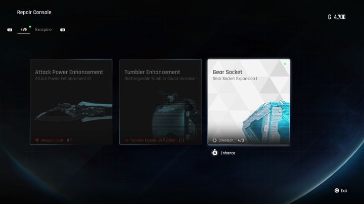 There are more Omnibolts than the number needed to unlock all 4 slots - Stellar Blade: Best gear and exospines - Basics - Stellar Blade Guide