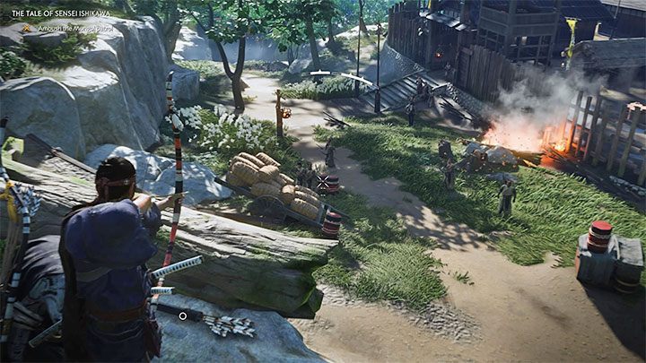 Once you regain control of Jin, you will have an opportunity to attack your opponents by surprise - Ghost of Tsushima: The Tale of Sensei Ishikawa walkthrough - Act 1 - Ghost of Tsushima Guide, Walkthrough