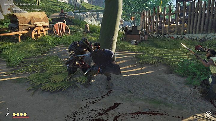 After dealing with the patrol, go down the hill and head towards the Fort - Ghost of Tsushima: The Tale of Sensei Ishikawa walkthrough - Act 1 - Ghost of Tsushima Guide, Walkthrough