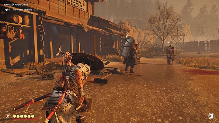 Go outside and head towards the marked building - Ghost of Tsushima: Hammer and Forge walkthrough - Act 1 - Ghost of Tsushima Guide, Walkthrough