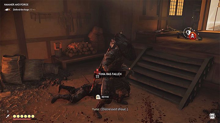 You have to take care of your allies during this battle - Ghost of Tsushima: Hammer and Forge walkthrough - Act 1 - Ghost of Tsushima Guide, Walkthrough