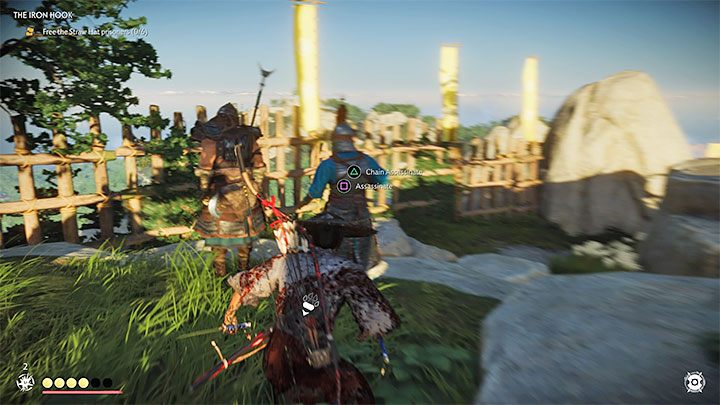 Some enemies will stand close together and you can solve these problems in different ways, e - Ghost of Tsushima: The Iron Hook walkthrough - Act 1 - Ghost of Tsushima Guide, Walkthrough