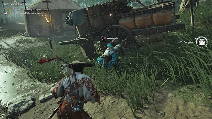 In this part of the mission, you cannot be detected by the Mongols, as being detected will mean failure - Ghost of Tsushima: The Walls of Yarikawa walkthrough - Act 2 - Ghost of Tsushima Guide, Walkthrough