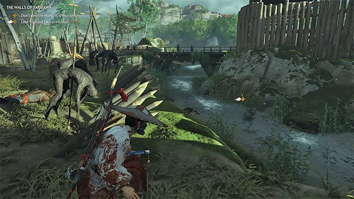 There are new opponents to the left - Ghost of Tsushima: The Walls of Yarikawa walkthrough - Act 2 - Ghost of Tsushima Guide, Walkthrough