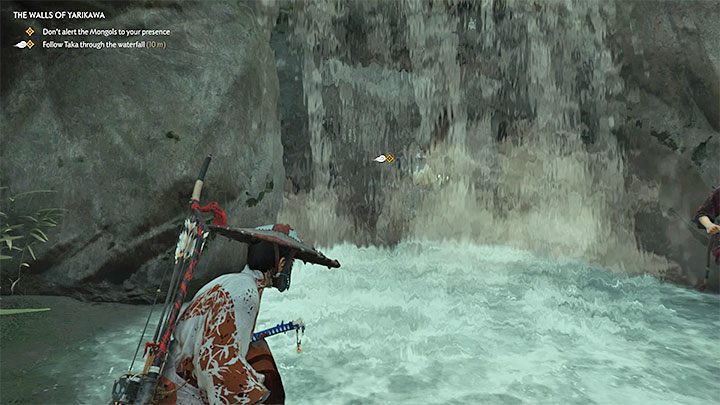 After jumping into the (shallow) river turn right - Ghost of Tsushima: The Walls of Yarikawa walkthrough - Act 2 - Ghost of Tsushima Guide, Walkthrough