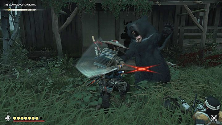 The footprints will lead you to the cabin, and when you try to get close to it, a bear will run out - Ghost of Tsushima: The Coward of Yarikawa walkthrough - Act 2 - Ghost of Tsushima Guide, Walkthrough