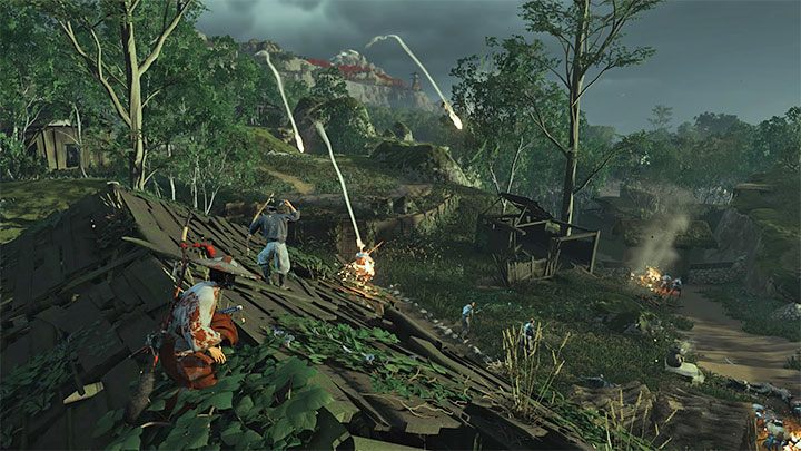 Once the battle starts, you have complete freedom of action - you can stay on the rooftops and use the bow, or jump off it and start attacking the Mongols in hand-to-hand combat - Ghost of Tsushima: The Coward of Yarikawa walkthrough - Act 2 - Ghost of Tsushima Guide, Walkthrough