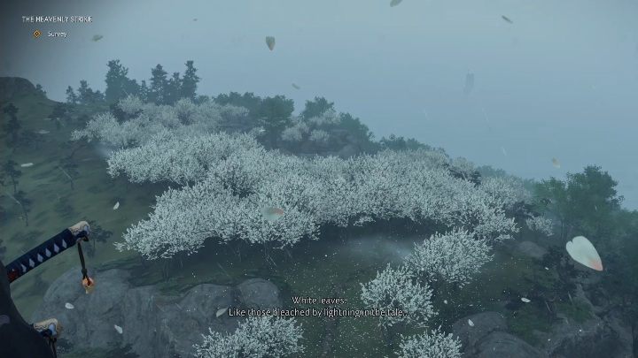 Your next task is to go upstairs and observe a forest of white trees - Ghost of Tsushima: The Heavenly Strike walkthrough, Mythical Tales - Mythic Tales - Ghost of Tsushima Guide, Walkthrough