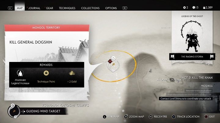 Ghost of Tsushima: Mongol Camps, Kamiagata Region secrets map 