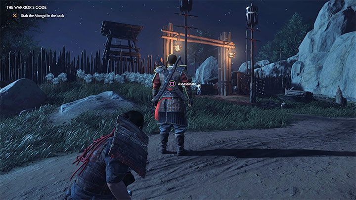 After nightfall, head towards the enemy fort - Ghost of Tsushima: The Warriors Code walkthrough - Act 1 - Ghost of Tsushima Guide, Walkthrough