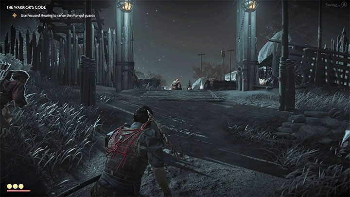 You can now use Focused Hearing, which is activated by pressing the touch panel - Ghost of Tsushima: The Warriors Code walkthrough - Act 1 - Ghost of Tsushima Guide, Walkthrough