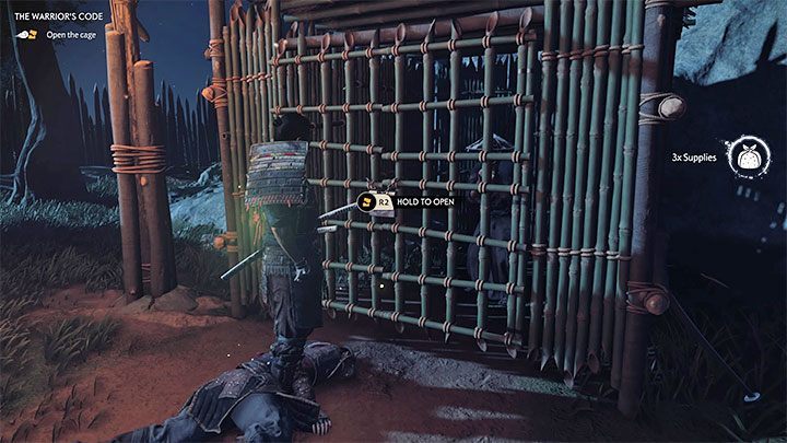 One of the Straw Hats is trapped in the cage shown in the image above (optionally you can also open and search other cages) - Ghost of Tsushima: The Warriors Code walkthrough - Act 1 - Ghost of Tsushima Guide, Walkthrough