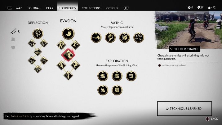 The acquired Technique Points can be used to unlock new skills and abilities - Ghost of Tsushima: Character development - Basics - Ghost of Tsushima Guide, Walkthrough