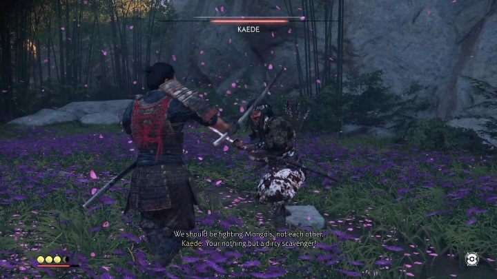 Focus on avoiding her attacks - Ghost of Tsushima: How to beat Kaede? Video guide - Side quests - Ghost of Tsushima Guide, Walkthrough